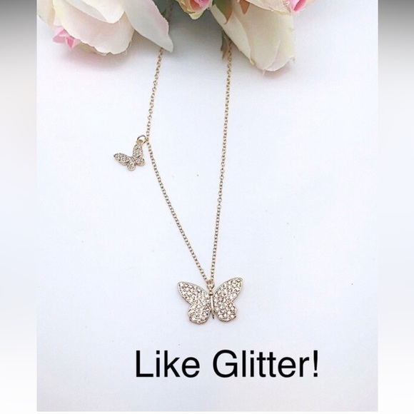 Big & Little Butterfly Necklace in CZ & White Topaz, Gold Filled, Or 2 Smalls - Picture 1 of 10